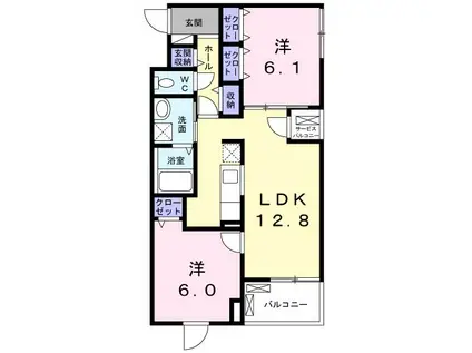ピュアコートVI(2LDK/1階)の間取り写真
