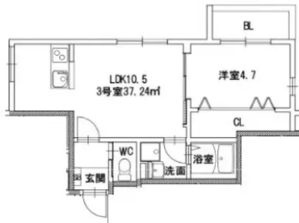 IL GRANDE黒髪(1LDK/2階)の間取り写真