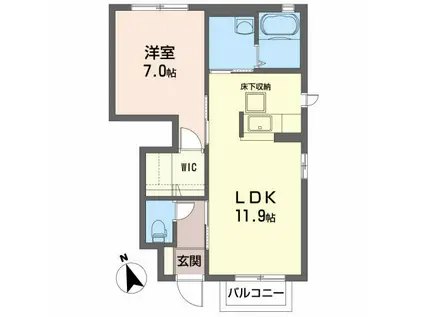 グリスィーヌB(1LDK/1階)の間取り写真