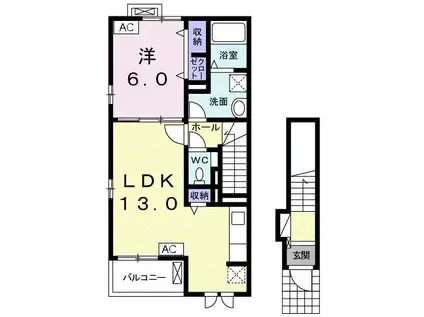 ペッレグリーノI(1LDK/2階)の間取り写真