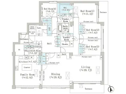マリックス島津山(5LDK/1階)の間取り写真
