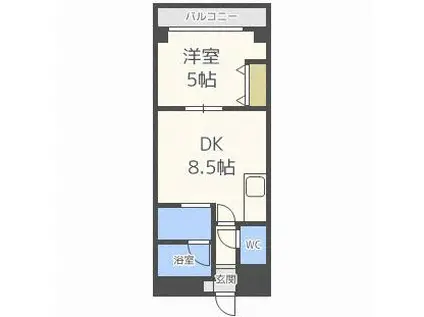 プロムコート(1DK/4階)の間取り写真