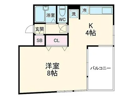 フラワーヒルズ(ワンルーム/1階)の間取り写真