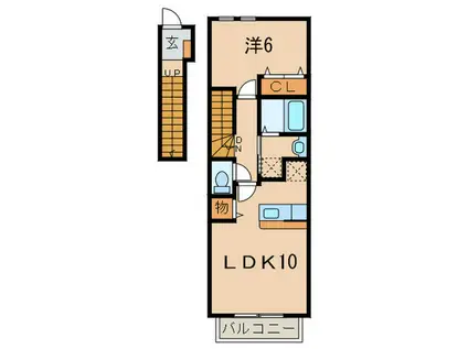 アビタシオン(1LDK/2階)の間取り写真