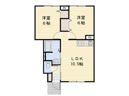 リバーパークC(2LDK/1階)の間取り写真