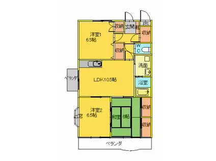 コモドフォレスタB棟(3LDK/2階)の間取り写真