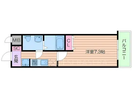 アリビオ千里豊津(1K/8階)の間取り写真