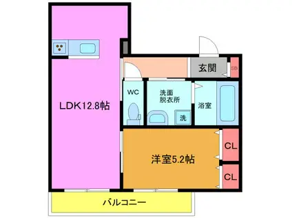 ヘーベルべトゥーラ(1LDK/2階)の間取り写真