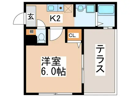 舟橋レジデンス(1K/1階)の間取り写真