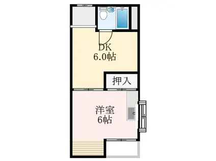 ニューハイツ松川(1DK/2階)の間取り写真