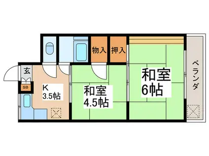 日吉マンション(2K/5階)の間取り写真