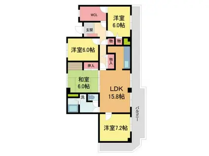 宝塚売布コーポラス(4SLDK/7階)の間取り写真