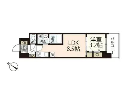 S-RESIDENCE東千田公園ALESIA(1LDK/15階)の間取り写真