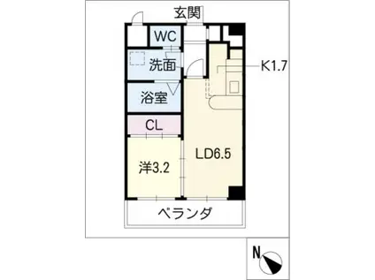 ブリューゲン・ベル・マンション(1LDK/4階)の間取り写真