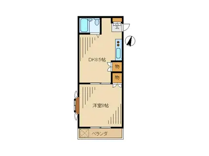 ヴィラ スカイライン(1DK/2階)の間取り写真