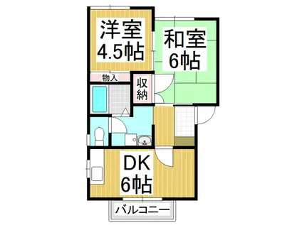 フレグランス金沢A(2DK/2階)の間取り写真