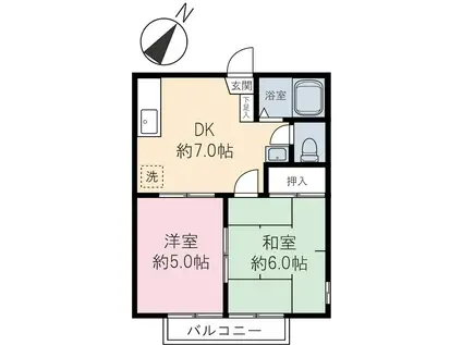 エステート(2DK/1階)の間取り写真