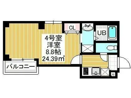 プレゾン ア トワ V(1K/3階)の間取り写真