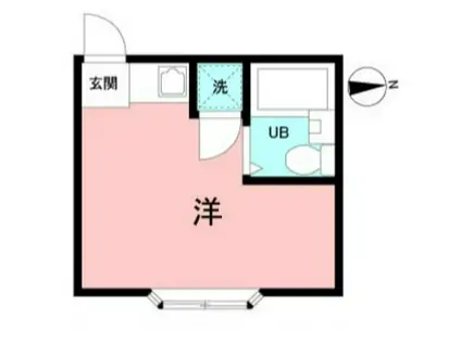 ニューヤングキャッスルB棟(ワンルーム/1階)の間取り写真