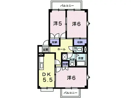 スクウェアガーデン緑井(3DK/2階)の間取り写真