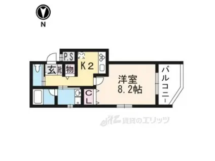 フェリオ三条(1K/2階)の間取り写真