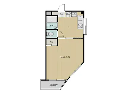 ラ・フィーネ(1DK/2階)の間取り写真