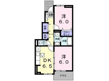 ネオコルソ(2DK/1階)の間取り写真