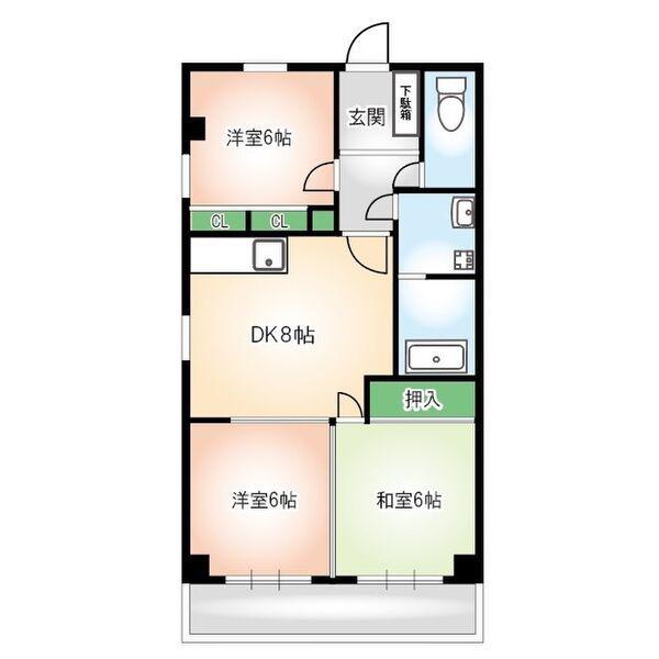 ラピュタ(3DK/2階)の間取り写真