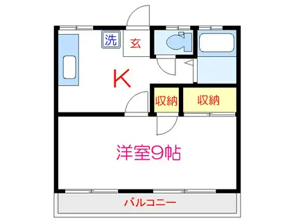 丸井マンション(1K/3階)の間取り写真