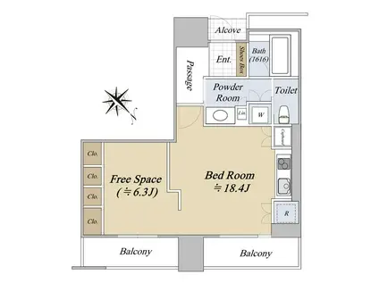 グランドメゾン福岡 THE CENTRAL LUXE(ワンルーム/3階)の間取り写真