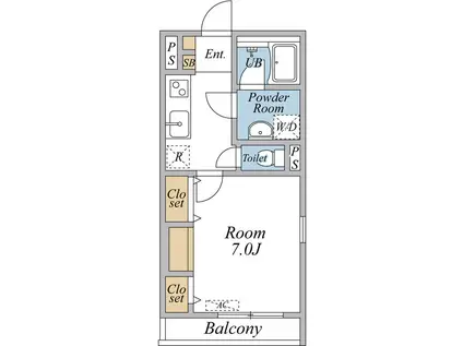 ウインドヒル川口(1K/3階)の間取り写真