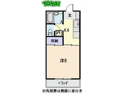 ベルメゾン A棟(1K/1階)の間取り写真