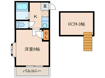 ドルチェ原(1K/2階)の間取り写真