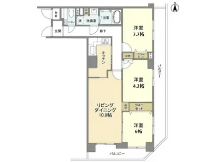 アプリーレ日吉本町(3LDK/5階)の間取り写真