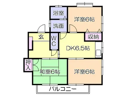 QAシャルム(3DK/1階)の間取り写真