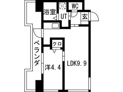 ビュークレスト佐賀駅前(1LDK/5階)の間取り写真