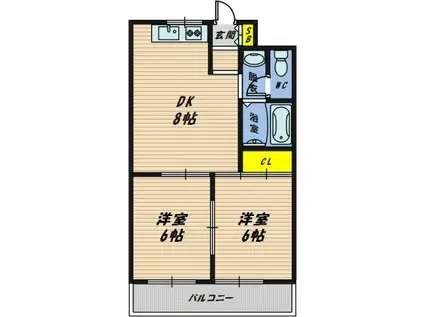 菫橋ハイツ(2DK/5階)の間取り写真