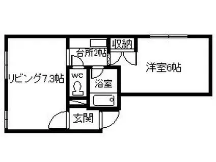 サイレンスミキA・B棟(1LDK/2階)の間取り写真