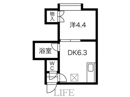 マスターズ18(1DK/2階)の間取り写真