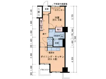 フレール新開地6丁目(1DK/13階)の間取り写真