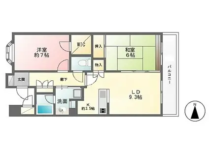 カーム府中(2LDK/7階)の間取り写真