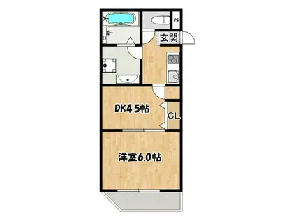 ザ・スカイレジデンス(1DK/3階)の間取り写真