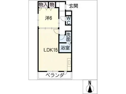 ヴァンベール(1LDK/2階)の間取り写真