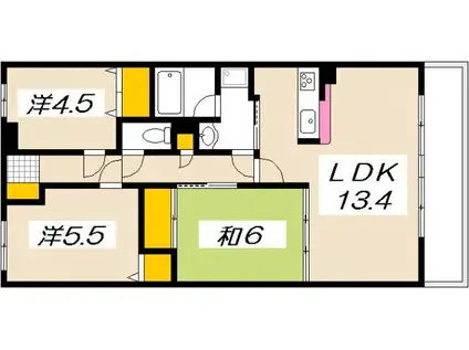 サンシティ田方(3LDK/4階)の間取り写真