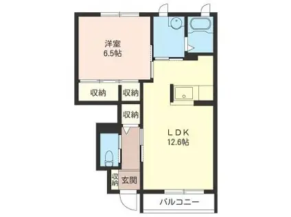 クレストサトミ(1LDK/1階)の間取り写真
