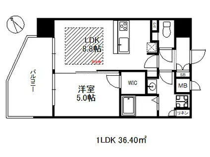 プレサンスザ神戸(1LDK/14階)の間取り写真