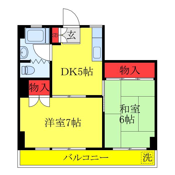 小林ビルデンス(2DK/3階)の間取り写真
