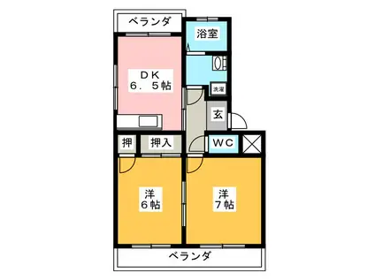 名和ハイツ(2DK/1階)の間取り写真