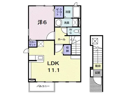 アルバローザ(1LDK/2階)の間取り写真