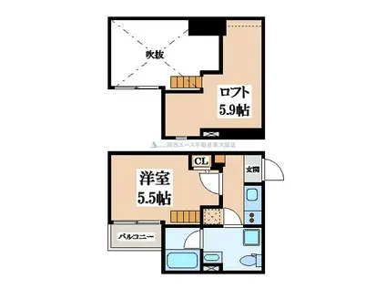 ラミアカーサ衣摺(1K/1階)の間取り写真